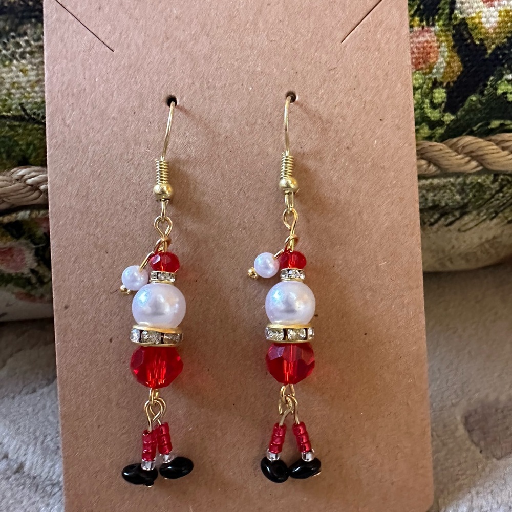Handcrafted Santa Dangle Earrings